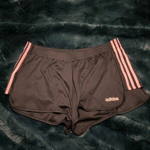 adidas Black Athletic Shorts with Pink Stripes